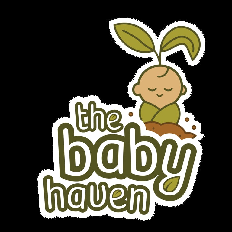 The Baby Haven logo featuring a smiling baby character with green leaves on a black background